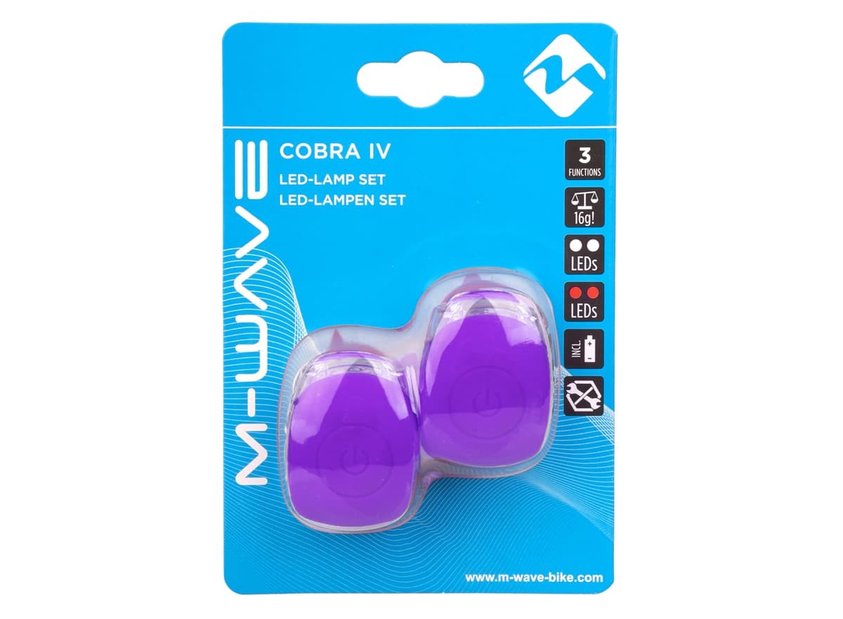M-Wave Cobra IV Battery Flashing Light Set – Purple (02)